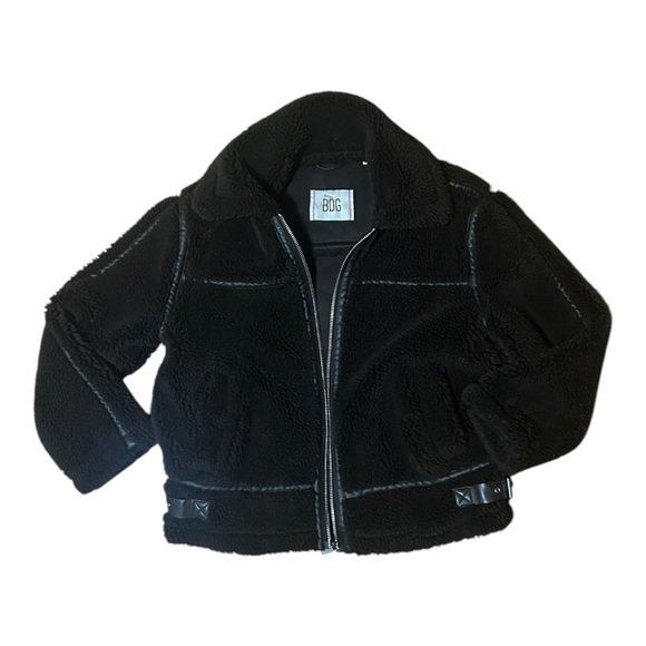 Urban Outfitters BDG Chocolate Dark Brown Sherpa Suede Coat Size Medium NWOT - Picture 1 of 8